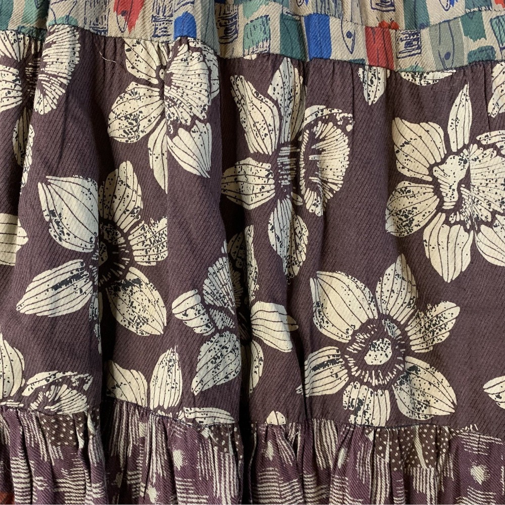 Sacred Threads Patchwork Dress Women S/M Paint Brush‎ Art AOP A Line Boho Hippie - Picture 6 of 10